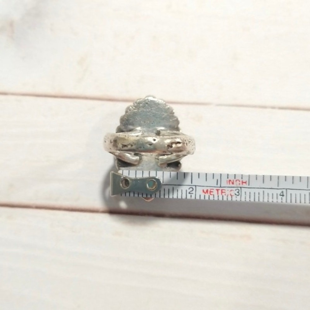Antique Mother Of Pearl Oval Ring Sterling Silver Navajo Native Size 7.25 - Picture 10 of 16